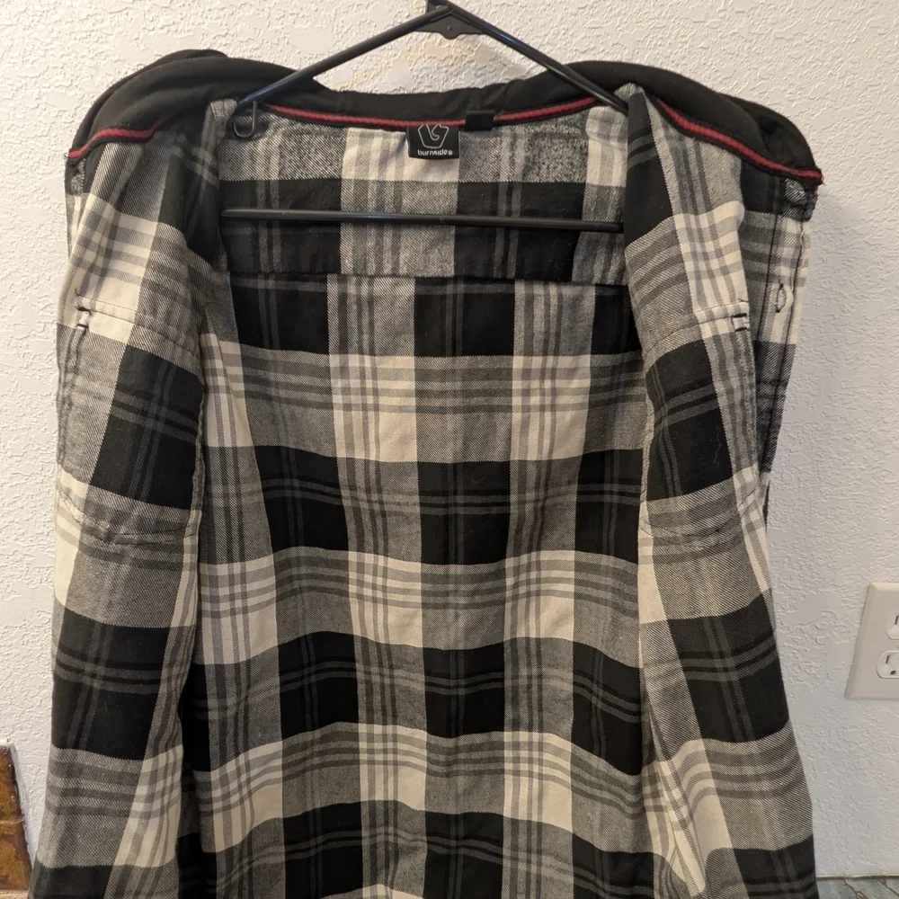 Burnside Gray and Black Plaid Shirt